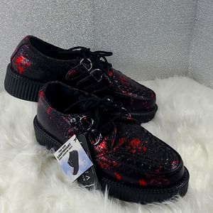 Black & Red Paint Splatter Creeper Shoes W9 vis M7